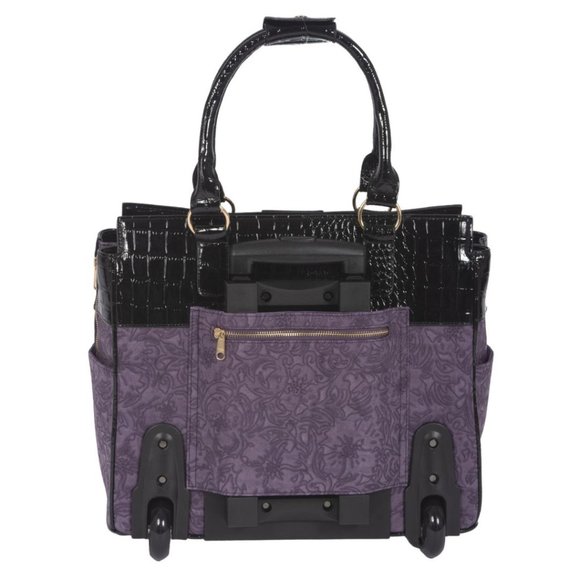 JKM and Company CONTESSA Purple Rolling Tote Bag, Travel Bag or Rolling Work Bag - Picture 5 of 6